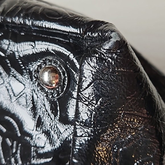 YSL Easy Y Logo Patent Leather Bag Black Silver - Picture 6 of 16